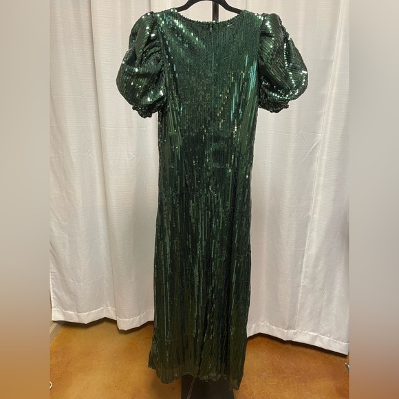 Sister Jane DREAM GREEN ARABESQUE PUFF-SLEEVE SEQUINED MAXI DRESS | size XS - Picture 5 of 8